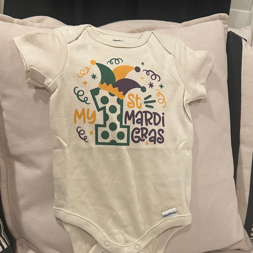 Gerbers Cream Mardi Gras Baby Bodysuit